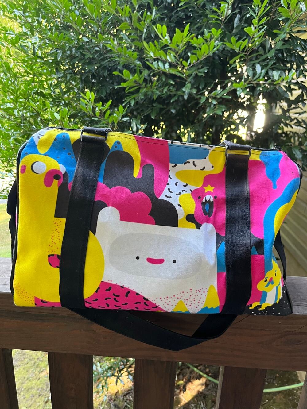 Cartoon Network Adventure Time Duffel Bag Finn Gym Travel Bag Colorful 17in